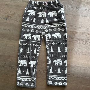 Thick Cozy Gray and White Winter Bear Pajama Pants size M, Unisex, by Lazy One